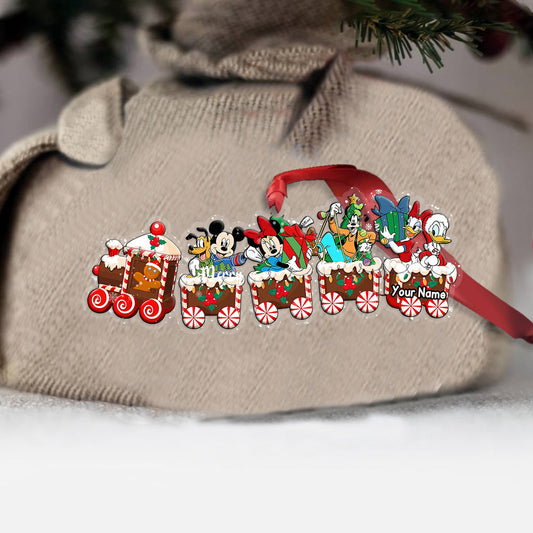 Merry Christmas Train - Personalized Christmas Mouse Transparent Ornament