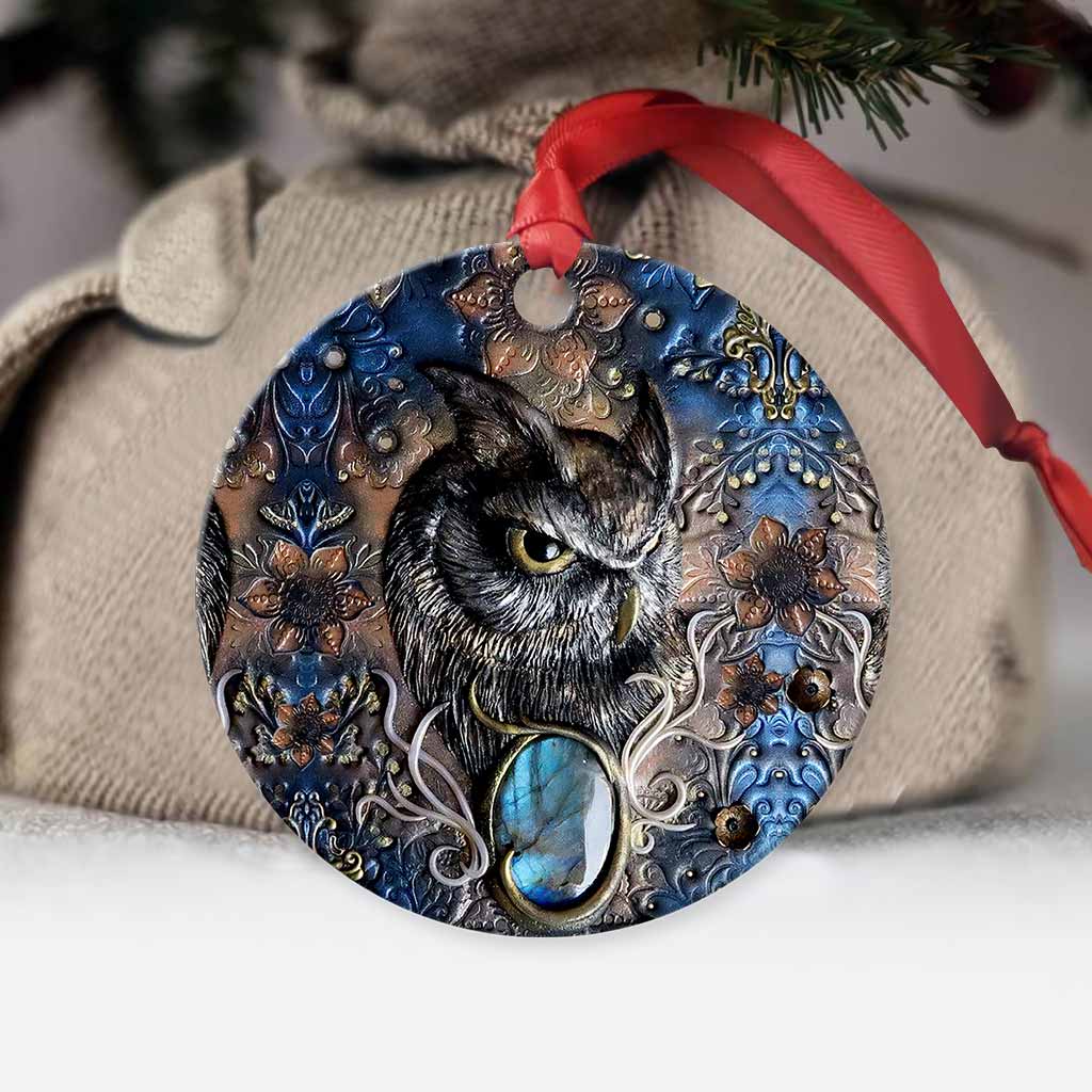 Owl Christmas - Owl Ornament With 3D Pattern Print (Printed On Both Sides)