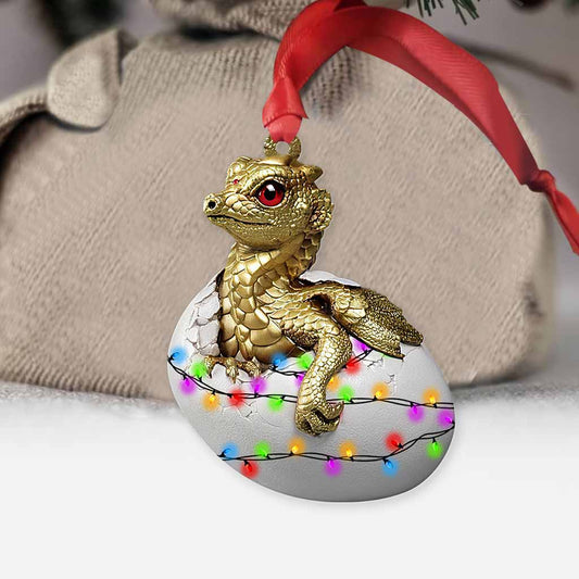 Golden Hatching Dragon Egg - Christmas Ornament (Printed On Both Sides)