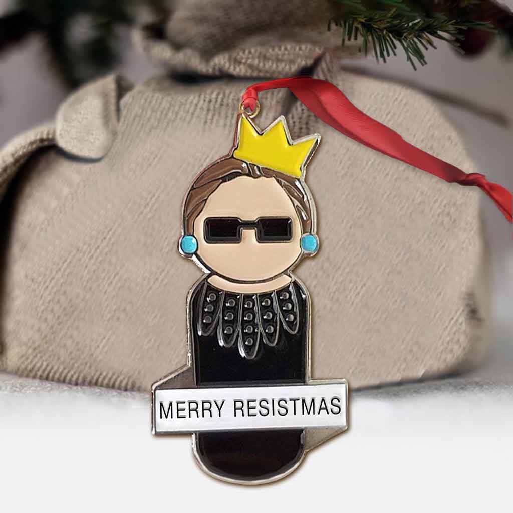 Merry Resistmas - Christmas Ruth Bader Ornament (Printed On Both Sides)