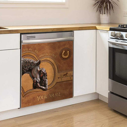 You're My Happy Place - Personalized Horse Dishwasher Cover
