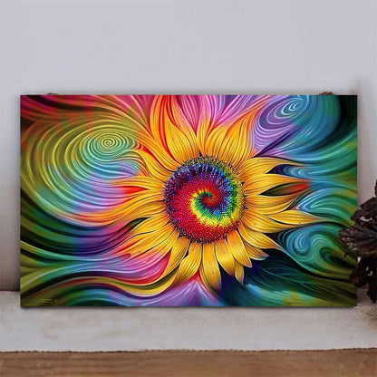 Sunflower - Hippie Rectangle Wood Sign