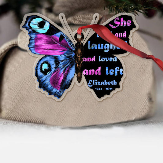 She Lived And Laughed - Personalized Christmas Memorial Transparent Ornament