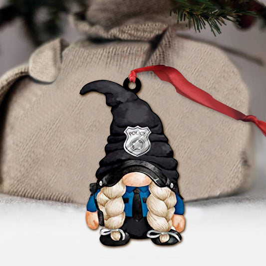 Policeman Gnome Police Officer Ornament (Printed On Both Sides)