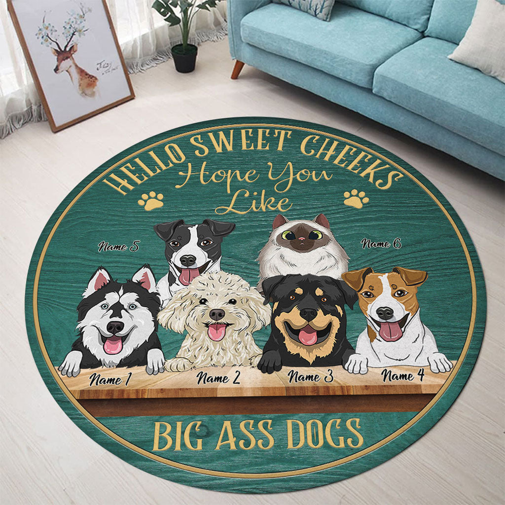 Hello Sweet Cheeks - Personalized Dog Round Rug