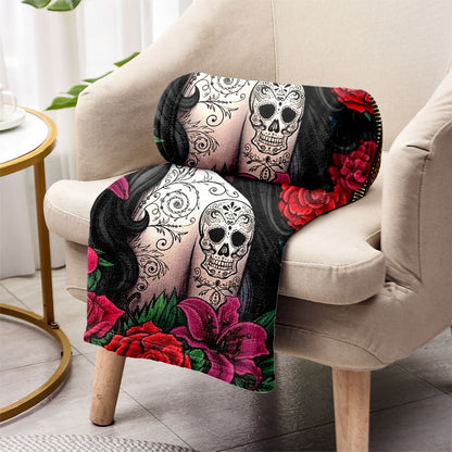 Day Of The Dead - Personalized Latina Women Blanket