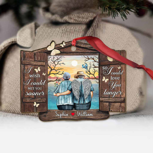 Wish You Were Here - Personalized Christmas Couple Ornament (Printed On Both Sides)