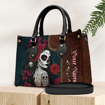Day Of The Dead - Personalized Latina Women Leather Handbag