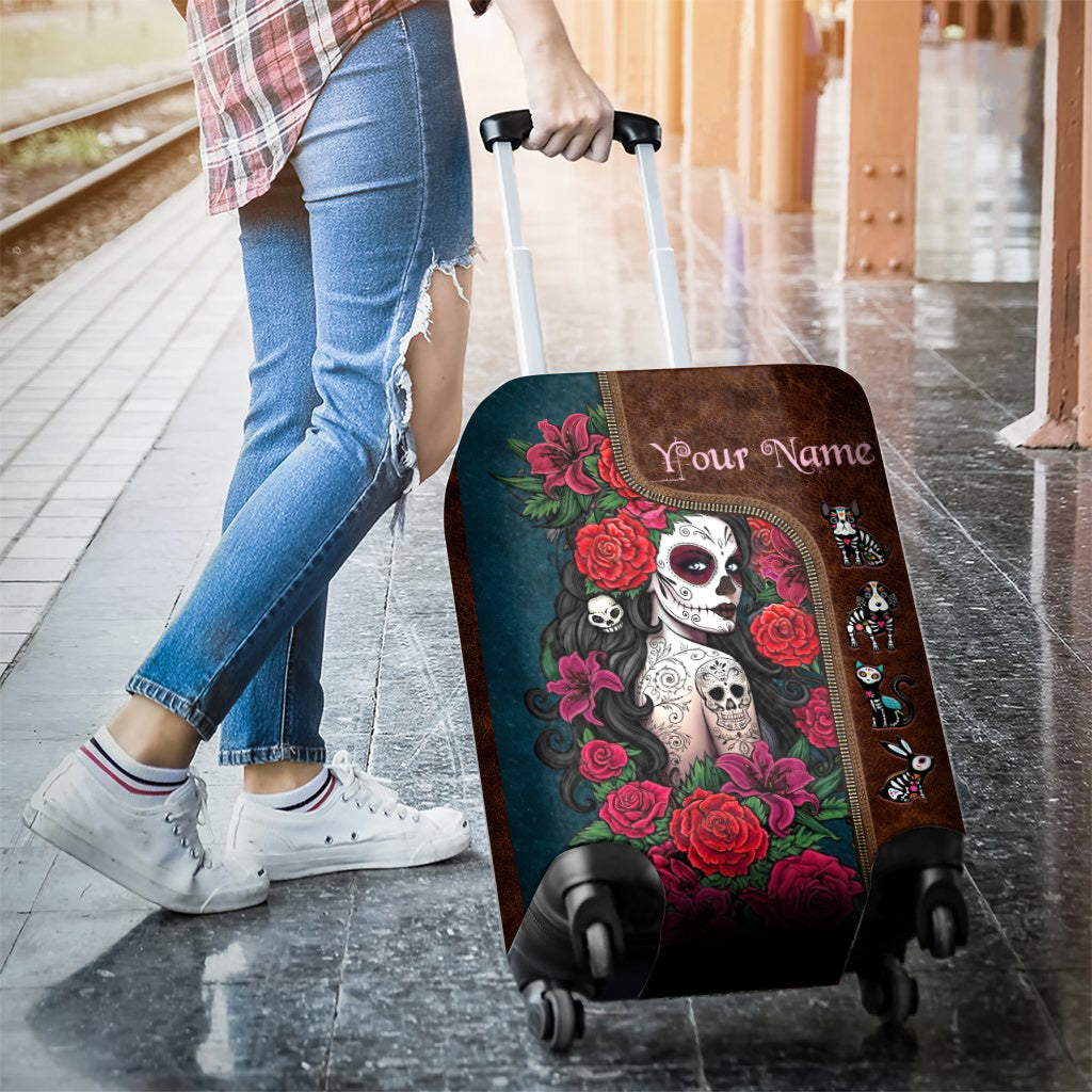 Day Of The Dead - Personalized Latina Women Luggage Cover