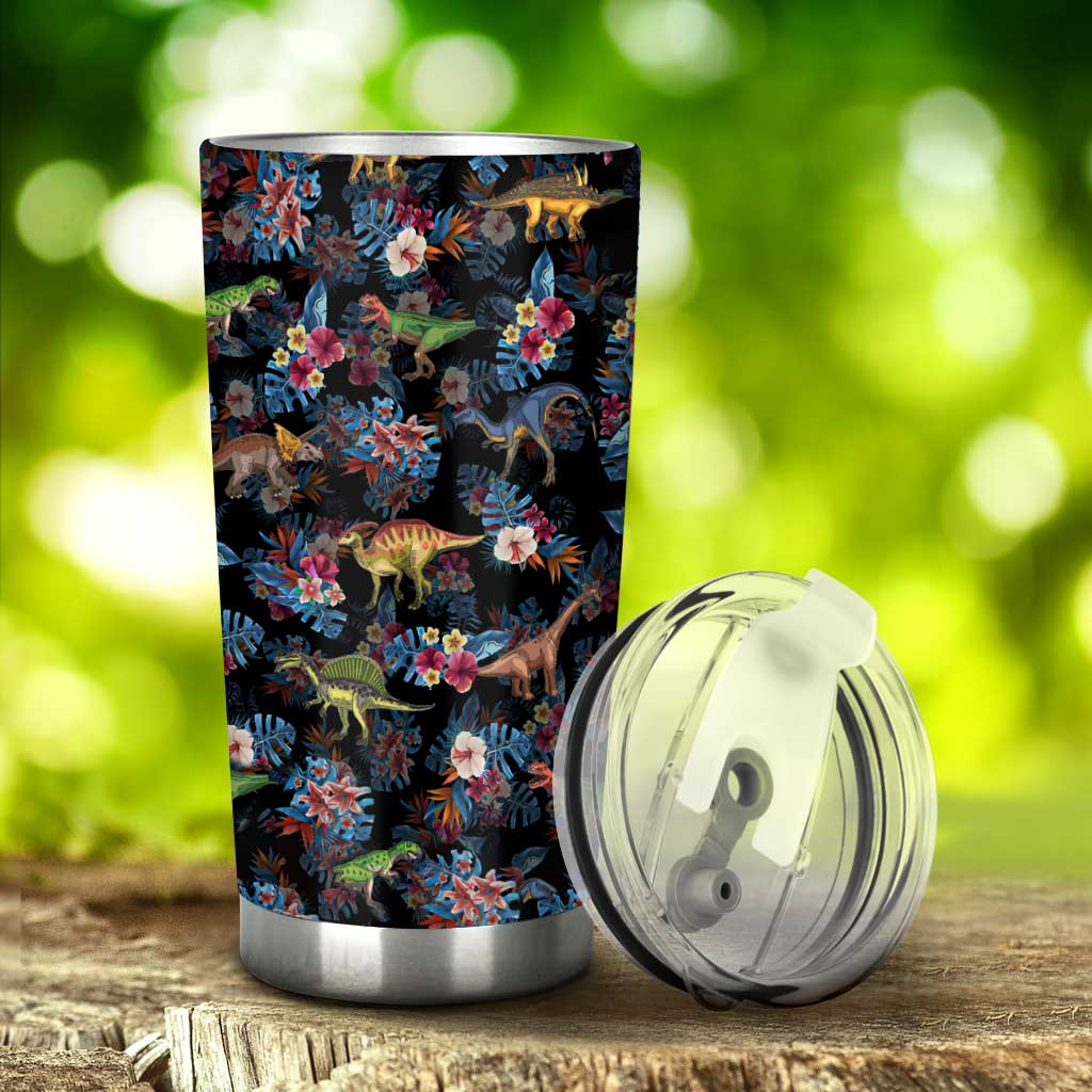 Tropical Dinosaurs Pattern - Dinosaur Tumbler