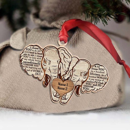 I Choose You - Personalized Christmas Elephant Ornament (Printed On Both Sides)