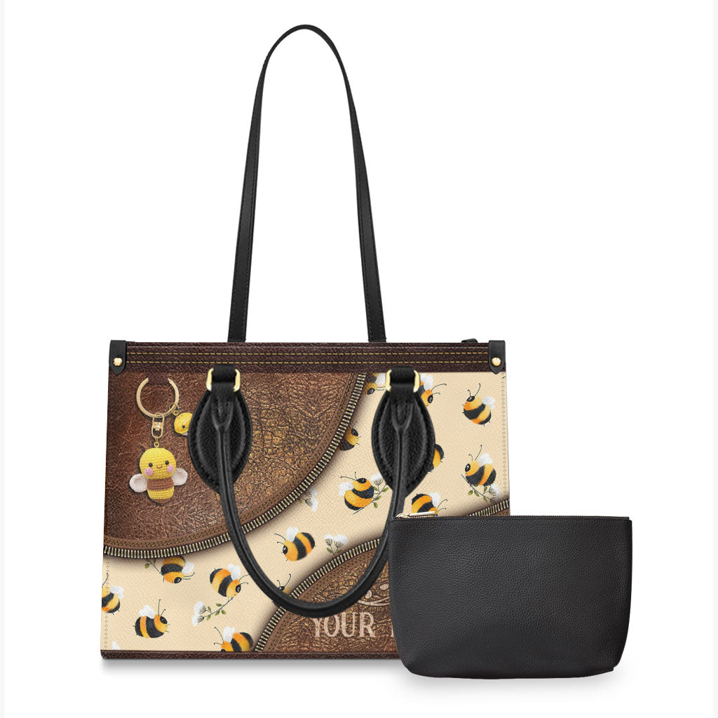 Bee Happy - Personalized Bee Leather Handbag
