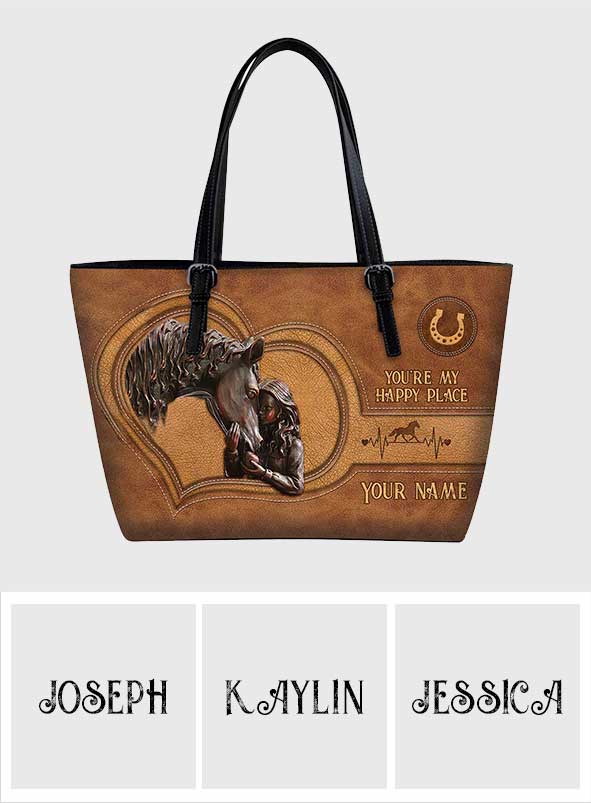 You're My Happy Place - Personalized Horse Leather Bag