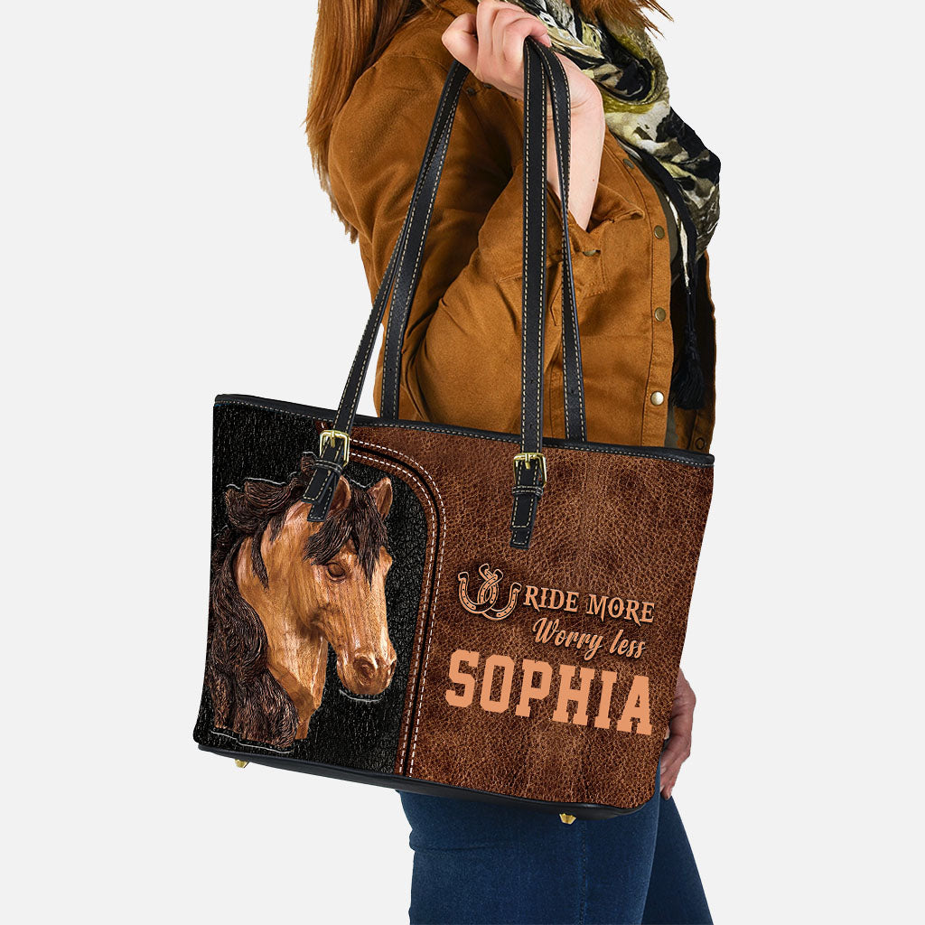 Ride More Worry Less - Personalized Horse Leather Bag