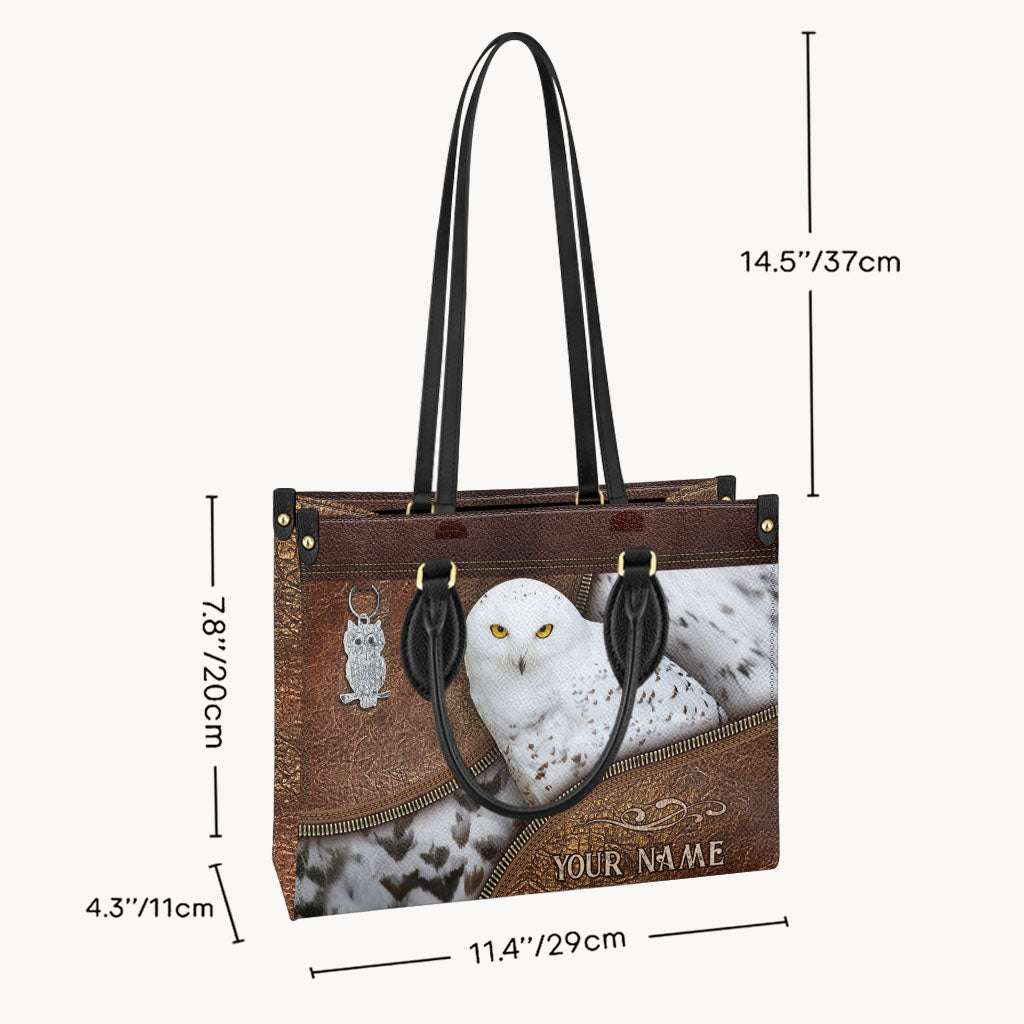 Snowy Owl - Personalized Owl Leather Handbag