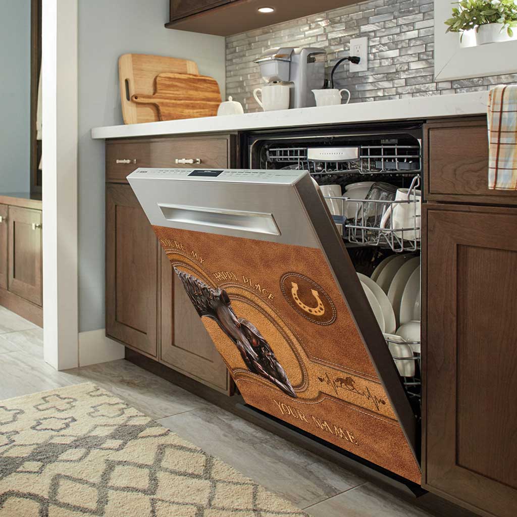 You're My Happy Place - Personalized Horse Dishwasher Cover