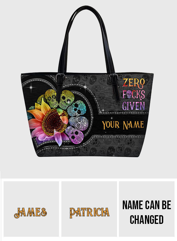 Zero Fk Given - Personalized Skull Leather Bag