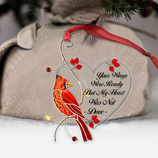 Your Wings Were Ready But My Heart Was Not - Personalized Christmas Memorial Transparent Ornament With 3D Pattern Print