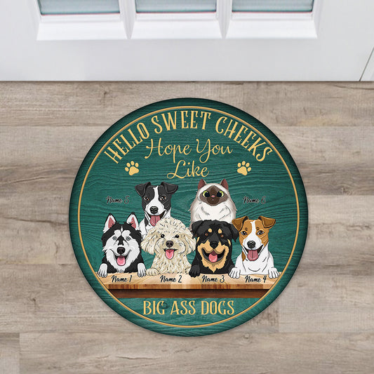 Hello Sweet Cheeks - Personalized Dog Shaped Doormat
