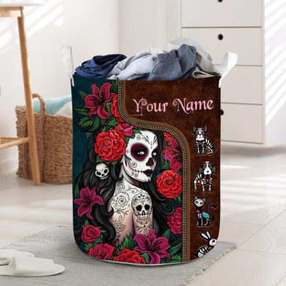 Day Of The Dead - Personalized Latina Women Storage Basket