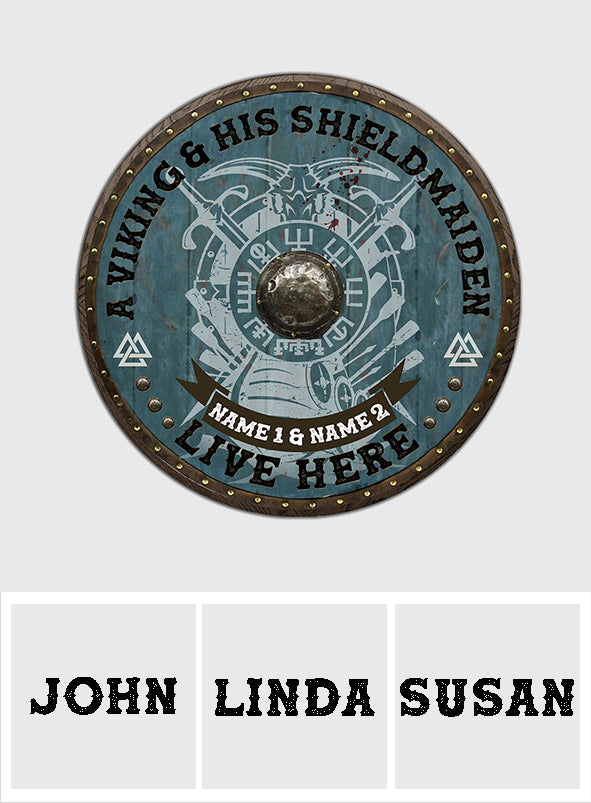 A Viking King And His Shieldmaiden - Personalized Viking Round Rug