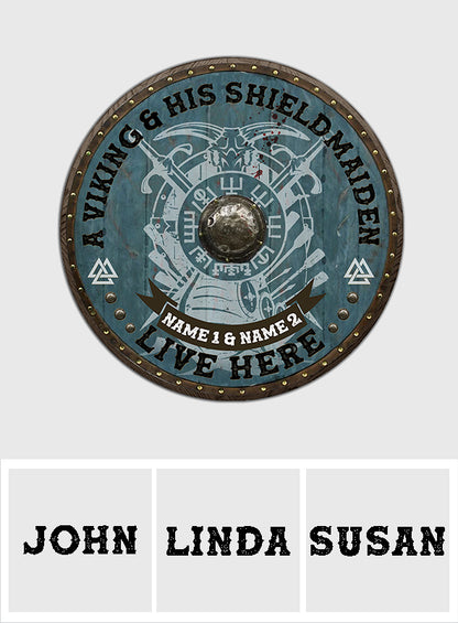 A Viking King And His Shieldmaiden - Personalized Viking Round Rug