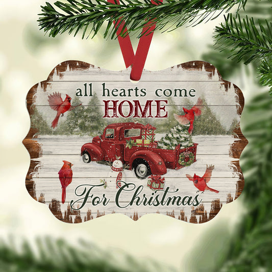 Cardinal Birds All Hearts Come Home For Christmas - Memorial Ornament (Printed On Both Sides) 1022