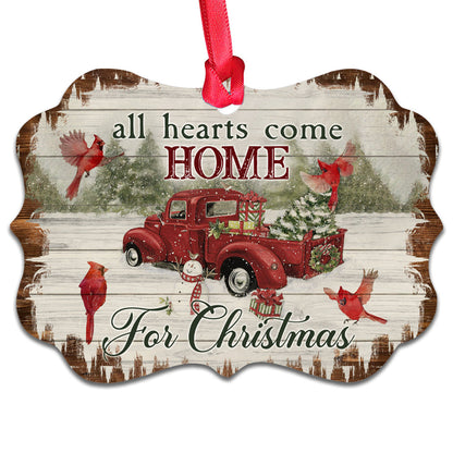 Cardinal Birds All Hearts Come Home For Christmas - Memorial Ornament (Printed On Both Sides) 1022