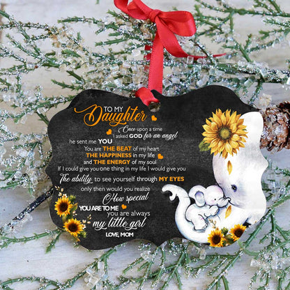 Elephant To My Daughter Sunflower - Elephant Ornament (Printed On Both Sides) 1122