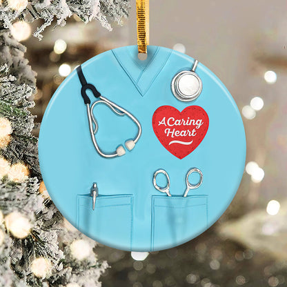 Nurse A Caring Heart Nurse - Round Aluminium Ornament (Printed On Both Sides) 1122