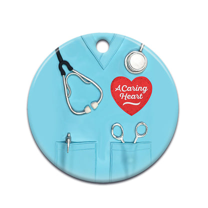 Nurse A Caring Heart Nurse - Round Aluminium Ornament (Printed On Both Sides) 1122