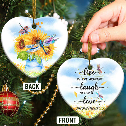 Dragonfly Live Laugh Love - Dragonfly Ornament (Printed On Both Sides) 1022