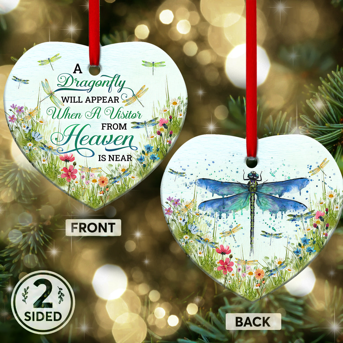 Memorial Visitor From Heaven - Memorial Ornament (Printed On Both Sides) 1022