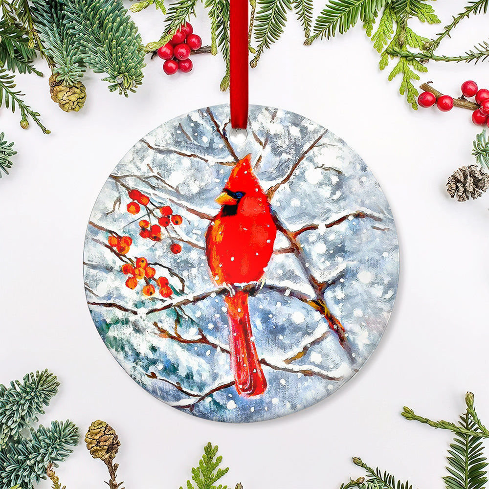 Cardinal Winter - Memorial Ornament (Printed On Both Sides) 1022