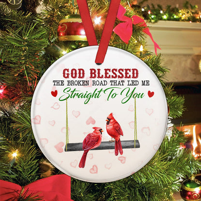 Cardinal Couple Red Truck - Memorial Ornament (Printed On Both Sides) 1022