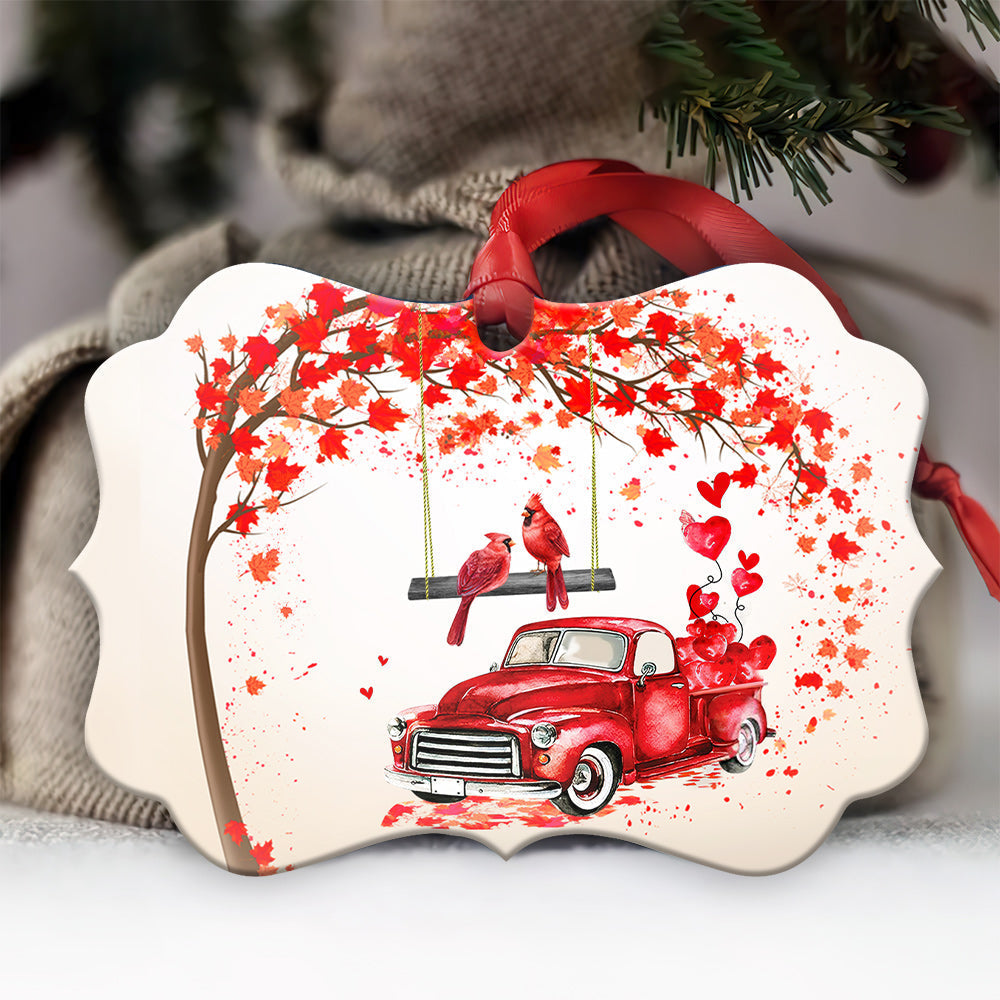 Cardinal Couple Red Truck - Memorial Ornament (Printed On Both Sides) 1022