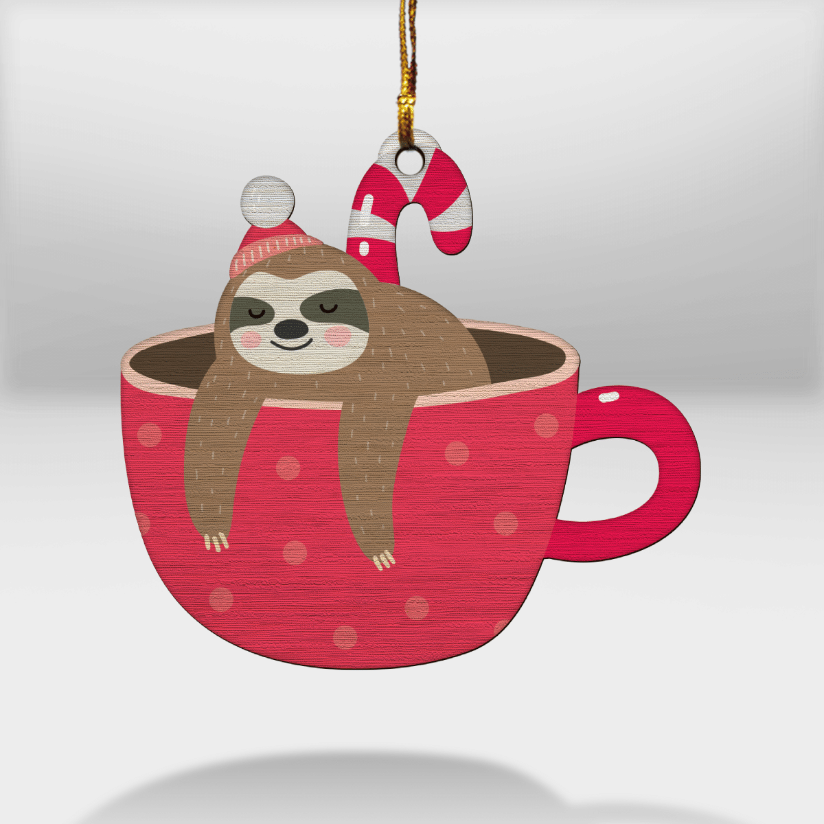 Sloth In The Cup - Sloth Ornament (Printed On Both Sides) 1022