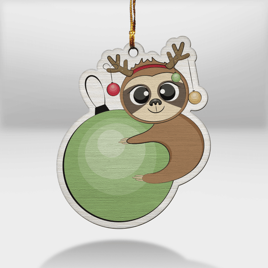 Merry Slothmas - Sloth Ornament (Printed On Both Sides) 1022