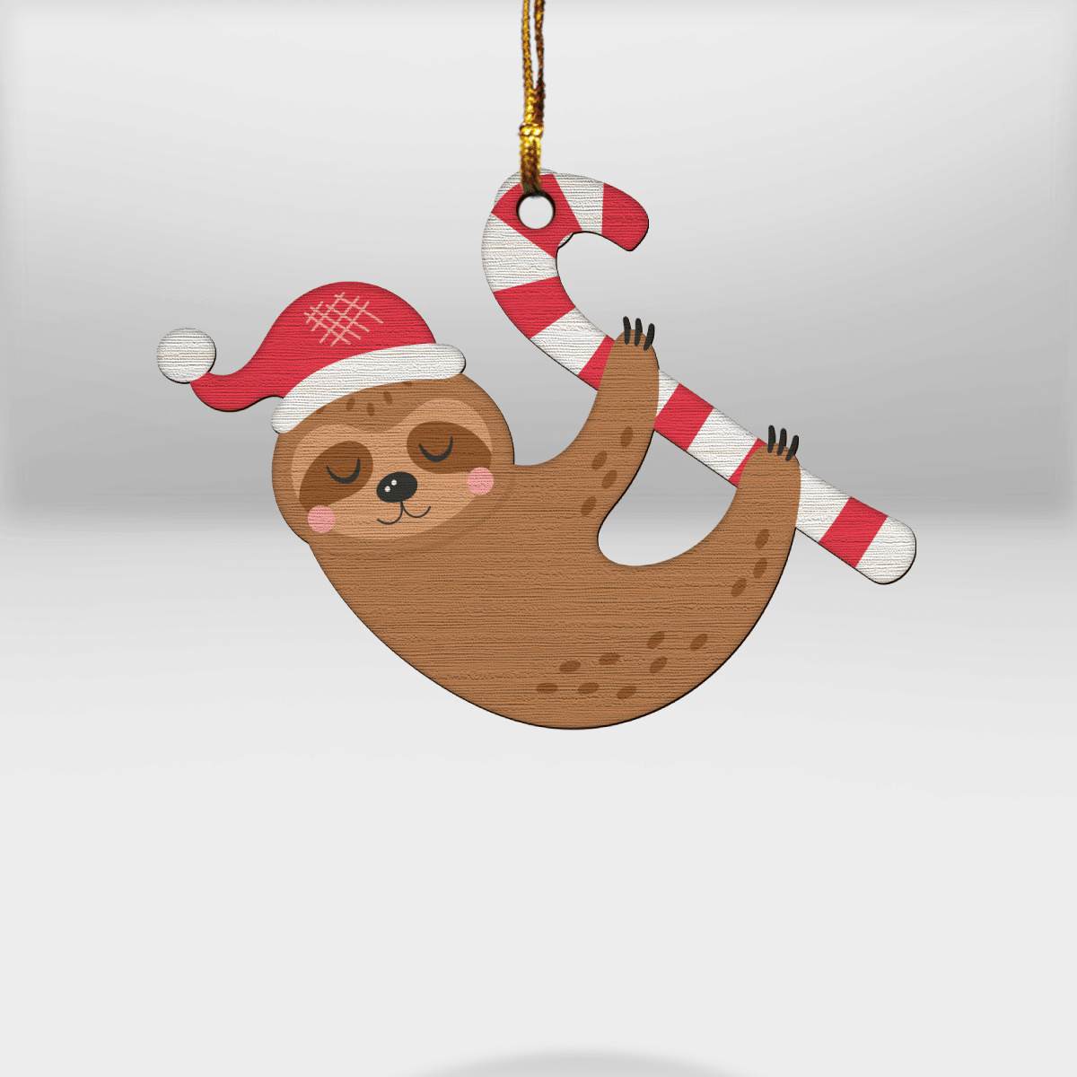 Sloth Candy Cane - Sloth Ornament (Printed On Both Sides) 1022