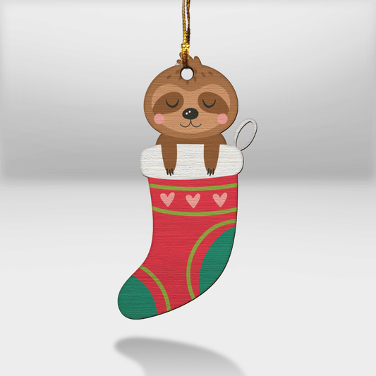 Sloth In The Sock - Sloth Ornament (Printed On Both Sides) 1022