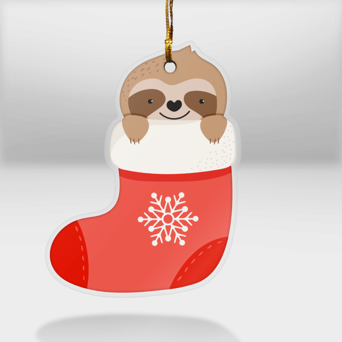 Sloth In The Sock - Sloth Ornament (Printed On Both Sides) 1022