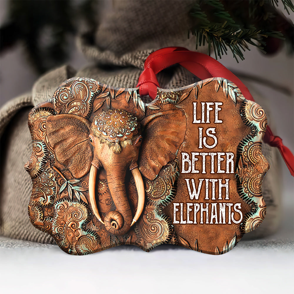 Life Is Better With Elephants - Elephant Ornament (Printed On Both Sides) 1122