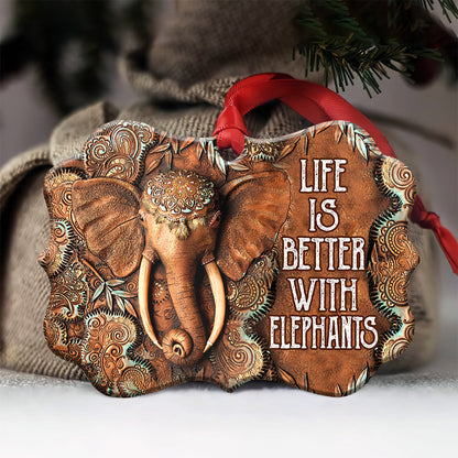 Life Is Better With Elephants - Elephant Ornament (Printed On Both Sides) 1122