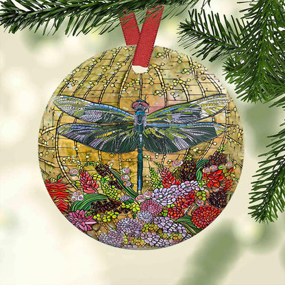 Dragonfly Floral - Dragonfly Ornament (Printed On Both Sides) 1022