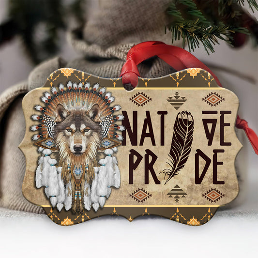 Wolf Native American Pride American Indian - Medallion Aluminium Ornament (Printed On Both Sides) 1122