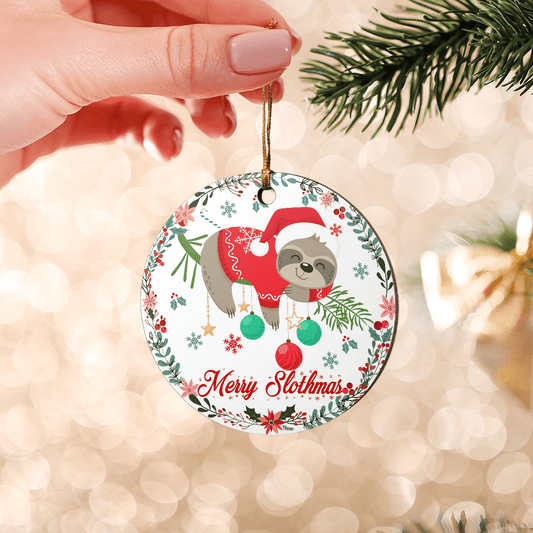 Merry Slothmas - Sloth Ornament (Printed On Both Sides) 1022