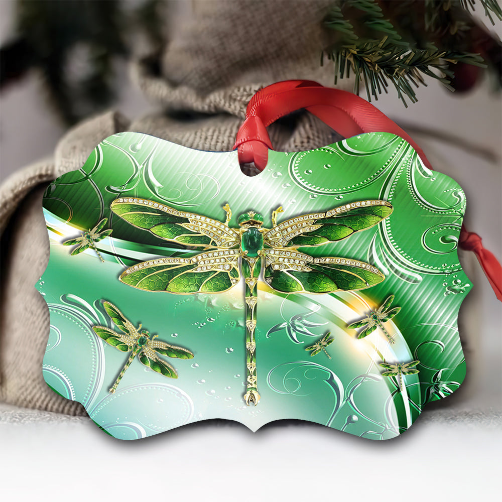 Dragonfly Emerald Style - Dragonfly Ornament (Printed On Both Sides) 1022