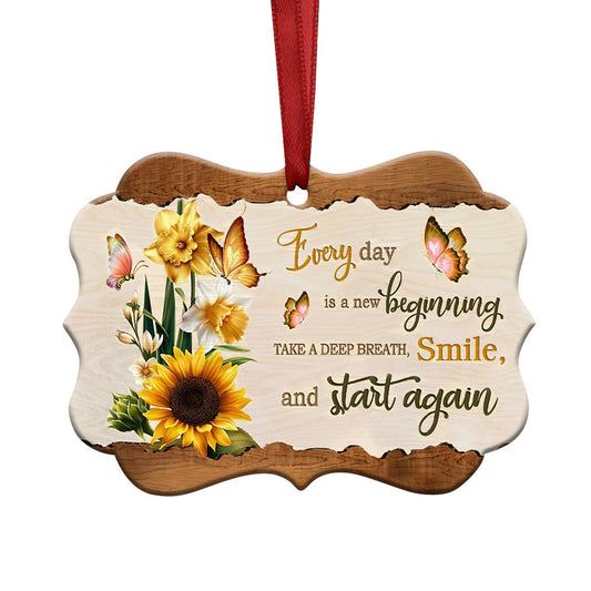 Butterfly Sunflower Motivation Start Again - Butterfly Ornament (Printed On Both Sides) 1022