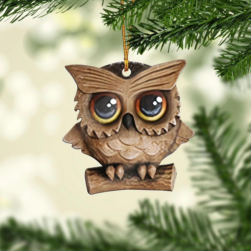 Cute Big Eyes Owl - Owl Ornament (Printed On Both Sides) 1122