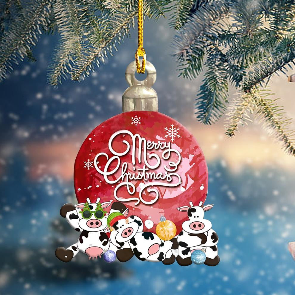 Cute Cow Christmas Ball Shape - Cow Ornament (Printed On Both Sides) 1122